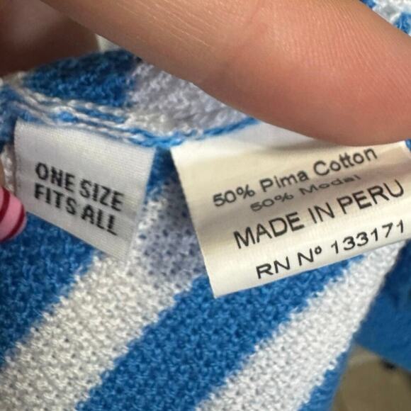 Planet By Lauren G Color Block Striped Sweater Crewneck Blue Black One Size - Picture 9 of 12